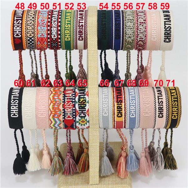 

2021 european and american popular alphabet embroidery retro tassel hand rope luxury fashion jewelry219c, Black