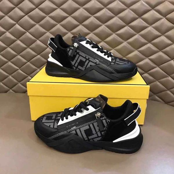 

special fashion 22s/w men flow sneakers shoes luxury mesh breathable man zipper skateboard rubber runner sole tech fabrics trainer eu38-46, Black