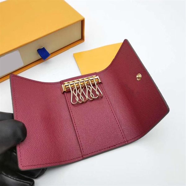 

new women men classic 6 key holder cover keychain men with box dust bag card key ring a3256j, Red;blue