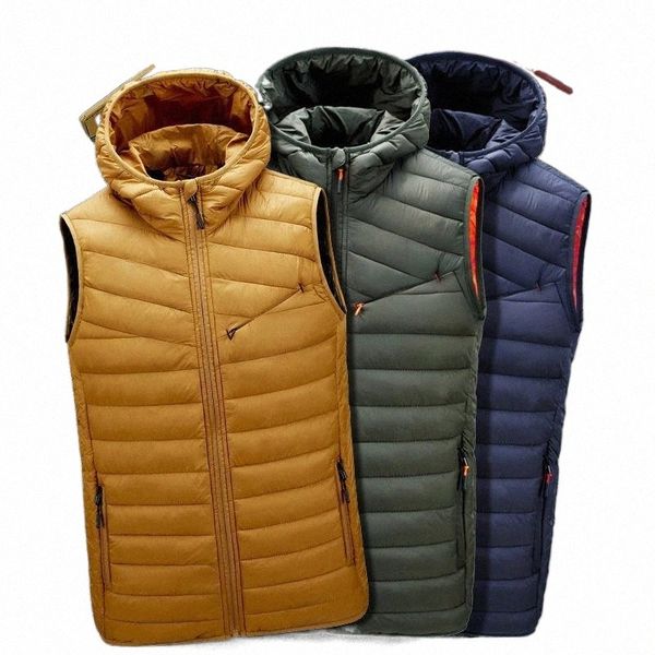

2021 hooded vest jacket men winter puffer waistcoat mens warm casual zipper patchwork down vest coats outwear clothing h0yf#, Black;white