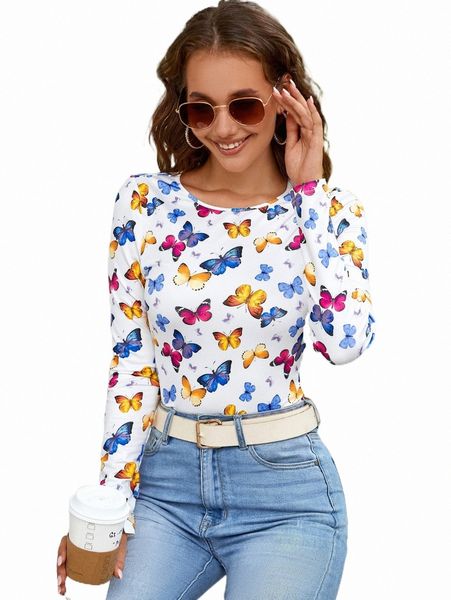 

allover butterfly print tee s0ce#, White