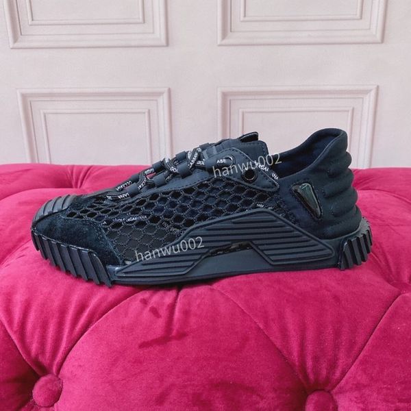 

designers mens womens sneakers shoes smooth cow leather splicing printed embroidery fashion summer outdoor casual size35-41, Black