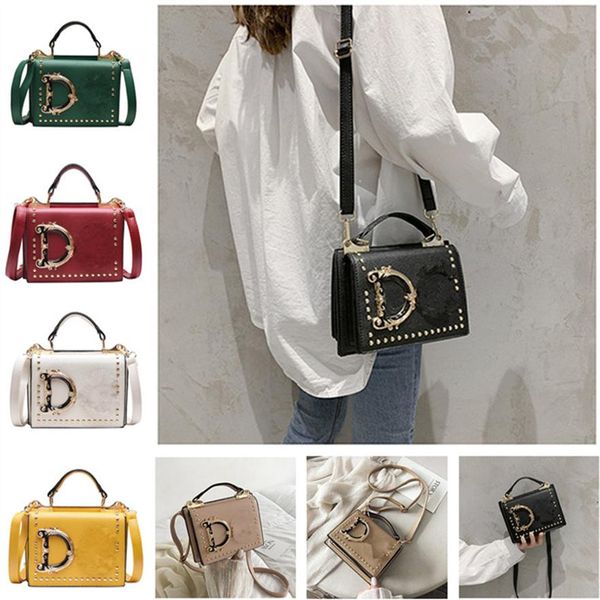 

fashion letter shoulder bags women girls handbag rivet designer pu leather crossbody messager bag luxurys handbags outdoor phone p305v, Black