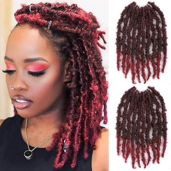 

14 inch butterfly locs crochet hair natural black faux pre-twisted distressed braids pre-looped synthetic braiding hair extensions ls15