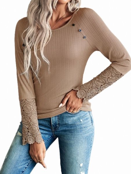 

guipure lace panel raglan sleeve tee 89rb#, White