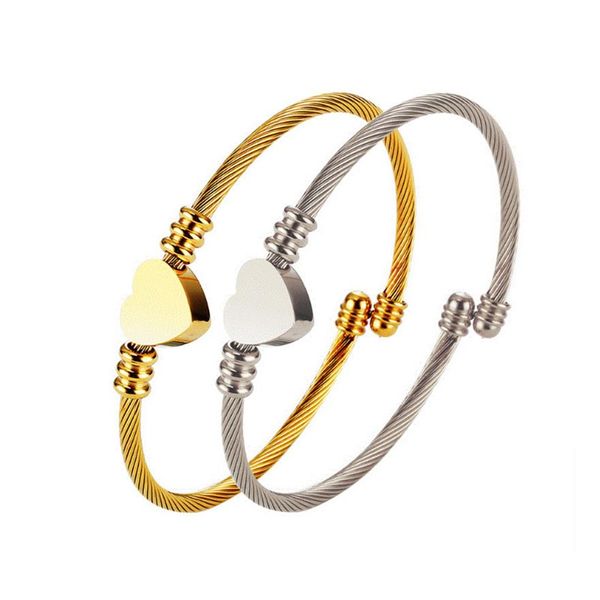 

bangle bracelet designer jewelry for womens and mens rose gold silver colour titanium steel wire braided heart shape fashion acces274d, Black