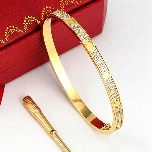 

couple bracelet women tennis stainless steel double row diamond jewelry fashion valentines day whole238j, Golden;silver