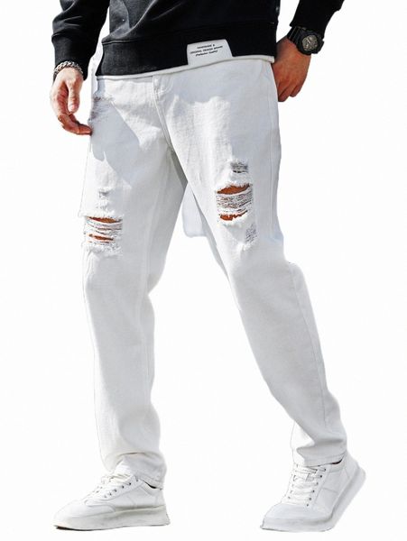 

men ripped slim straight jeans u8lz#, Blue