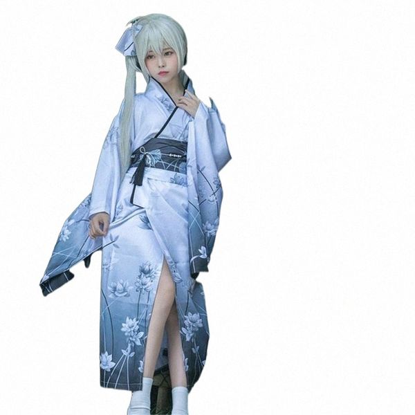 

ethnic clothing cosplay dress traditional japanese style yukata floral print girl haori fancy anime costume robe vintage b3dh#, Red