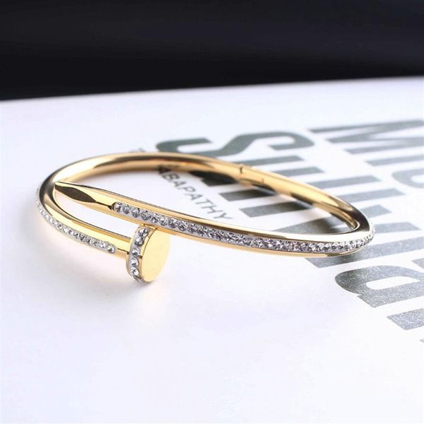 

titanium steel distance bracelets full diamond cuff bracelet women 5 8cm fashion love jewelry gift for lover no box with velvet ba2612, White