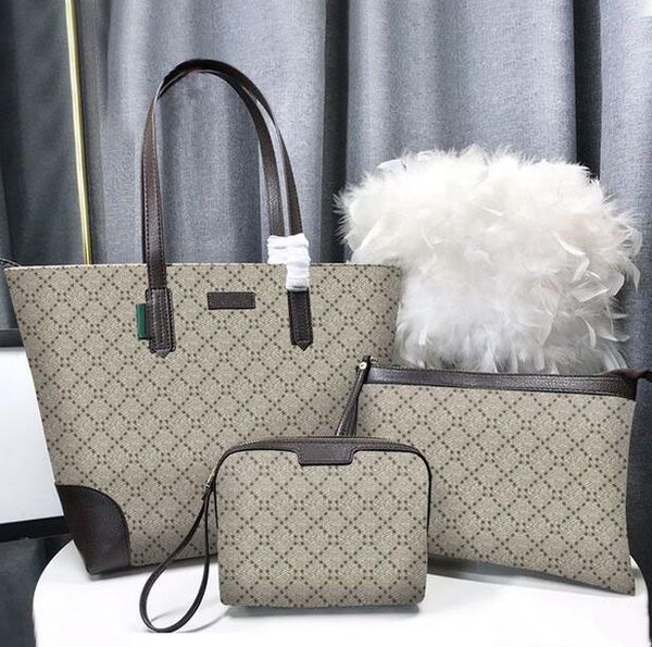 

designer tote bag handbag crossbody purse 3pcs set canvas large capacity shopping bags full lettering printed zipper wallet makeup clutch ba