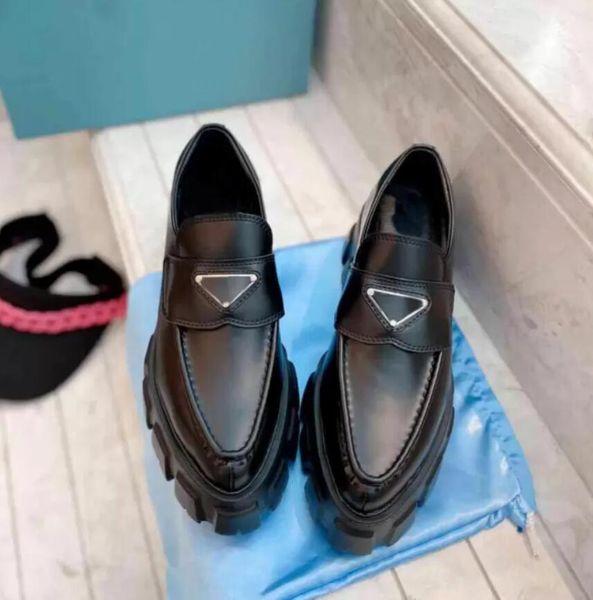 

women casual shoes loafer flats platform sneaker black calf leathers monolith brushed leather loafers woman pop trainers with box