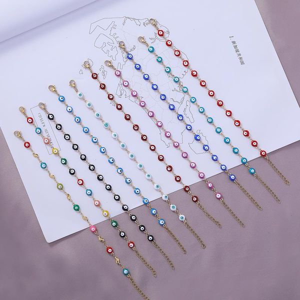 

turkish lucky evil strand eye bracelet women 11 style blue eyes female charm fashion enamel bead stainless steel jewelry, Black