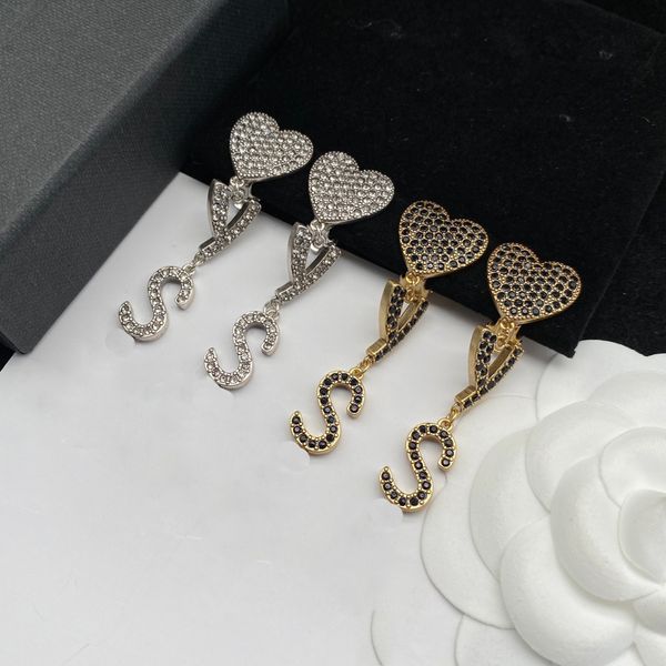 

designer earring love charm for woman 2 colors with diamonds brand simple letters y gold 925 silver diamond ring lady earrings jewelry ear s, Golden