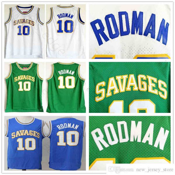 

ncaa savages dennis #10 rodman college basketball jerseys shirts green white blue the worm dennis rodman man stitched jersey, Black