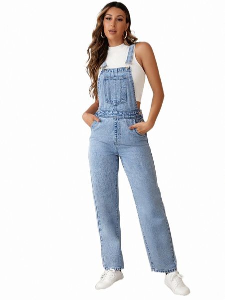 

slant pocket denim overalls without tank b8a0#, Black;white