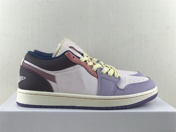 

2022 authentic low 1 1s basketball shoes pastel pink purple sports sneakers outdoor for mens womens with original box dz2768-651, Red;white