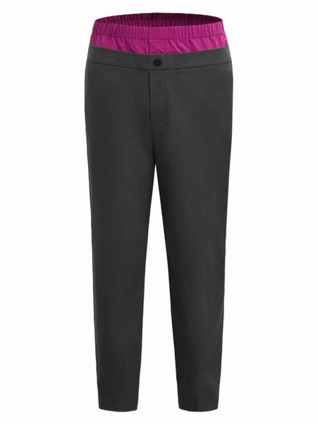 

x beatstreet men elastic waist colorblock pants 94dv#, Black