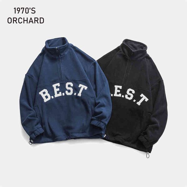 

embroidery solid color fleece sweatshirt for long sleeve stand collar casual pullovers autumn winter outfits, Black