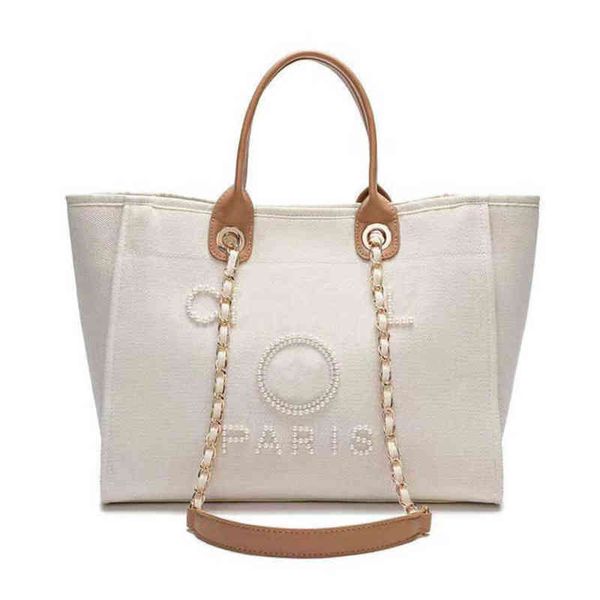 

women's luxury classic evening bags brand ch handbags pearl tote canvas beach bag designers female portable shoulder large capacity big, Black;red