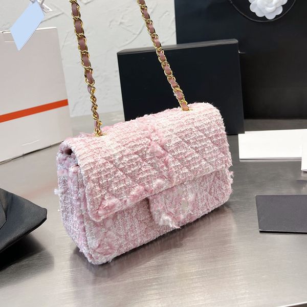 

22a f/w classic mini flap tweed quilted bags cosmetic case ghw crossbody shoulder designer handbags 20cm