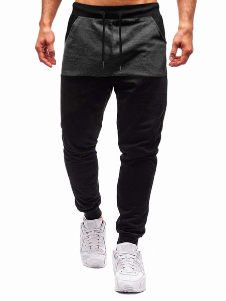 

men contrast panel drawstring waist sweatpants b4m5#, Black