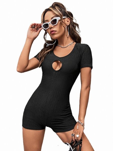 

cut out unitard romper o75m#, Black;white