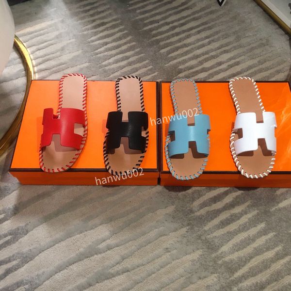 

2022 embroidery womens scuffs slippers rubber sole casual style street sandals beach ladies flip flops loafers slides size34-42 hl220608, Black