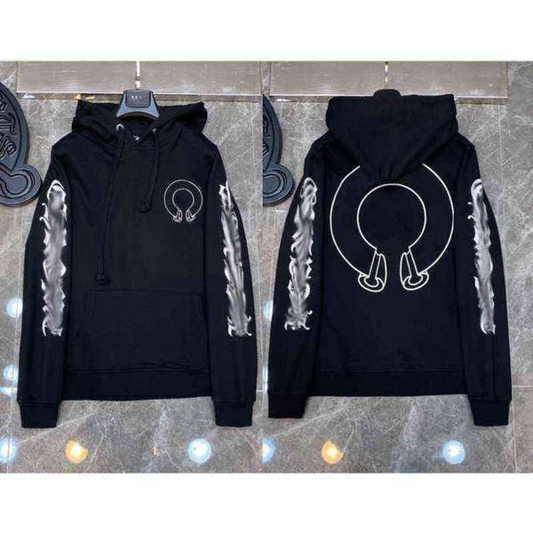 

mens classic fashion luxury zipper ch hoodies designer sweatshirts horseshoe sanskrit cross print pullover hooded sweater woman ens3, Black