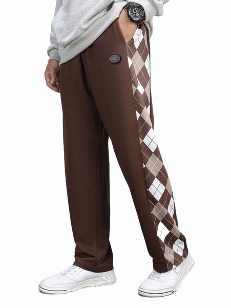 

men argyle print drawstring waist sweatpants r1lh#, Black