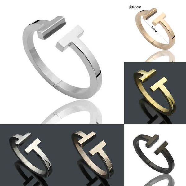 

luxury fashion women bangle stainls open cuffs thick wide band double t bangl bracelet mens jewlery sier rose gold black pulsera m2340