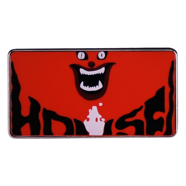 

japanese funny horror house 1977 film enamel pin cat face poster backpack pins badge brooch halloween jewelry gifts, Blue