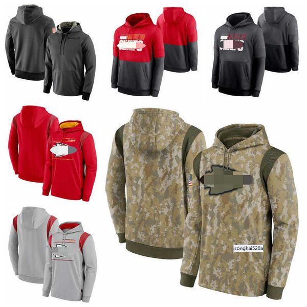 

jersey kansas city men women youth chiefs 2021 salute to service therma performance pullover football hoodie camo, Black
