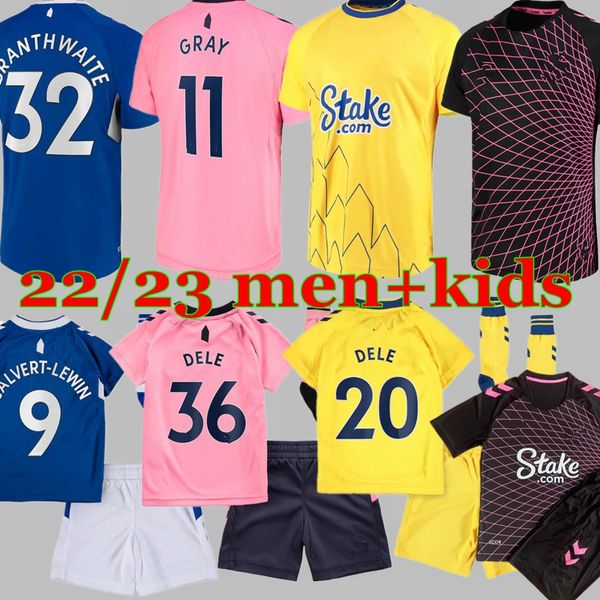 

everton 2022 2023 home shirt soccer jerseys calvert lewin richarlison keane demarai gray doucoure townsend sigurdsson goalkeeper pickford 22, Black;yellow