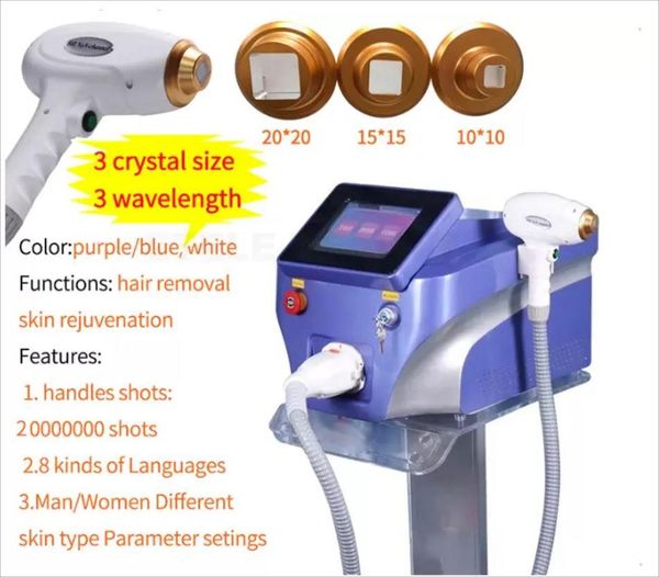 

diode laser 3 wavelengths 755 808 1064nm deskhair removal machine skin rejuvenation professional painless hair remove beauty equipment, Black