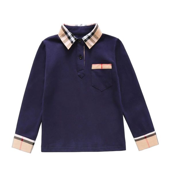 

plaid t shirt 2020 ins new boy kids long sleeve lattice splicing turn down plaid collar cotton kids autumn elegant t 286t, White;black