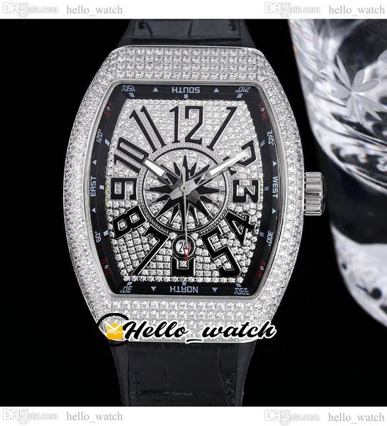 

44mm vanguard v45 miyota 8215 automatic mens watch gypsophila dial black inner diamond case black leather rubber strap watches hellowatch e2, Slivery;brown