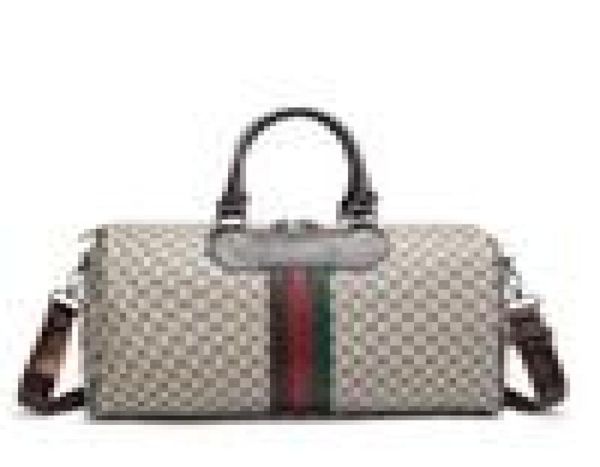 

design travel duffle bag plaid leather waterproof large capacity fitness gy