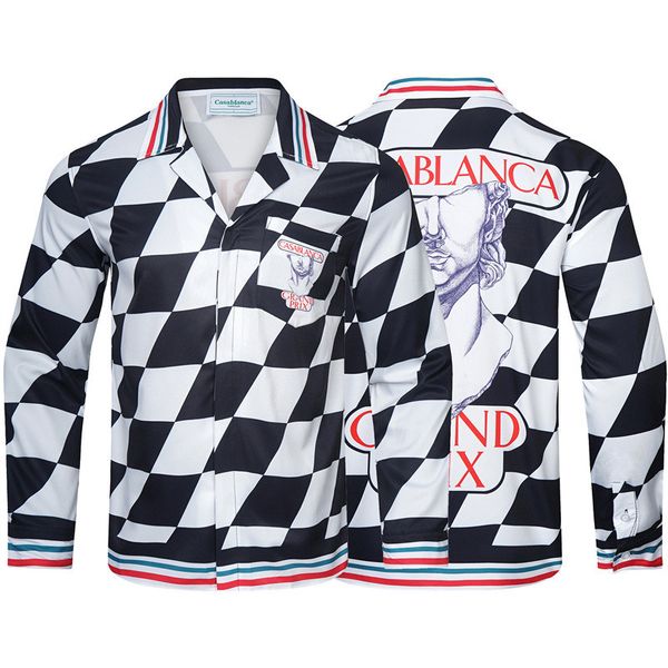 

new men shirts casablanc-s lucid dreams island scenery color temperament satin short sleeve dress shirt, White;black