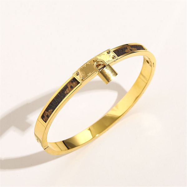 

luxury designer bracelet jewelry fashion women accessories leather bracelets with four leafs flower pattern bangle, Golden;silver