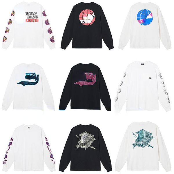 

summer cotton t shirt stu designer shirts men women sweatshirt long-sleeved round neck tshirt american hip-hop loose oversize sweater, White;black