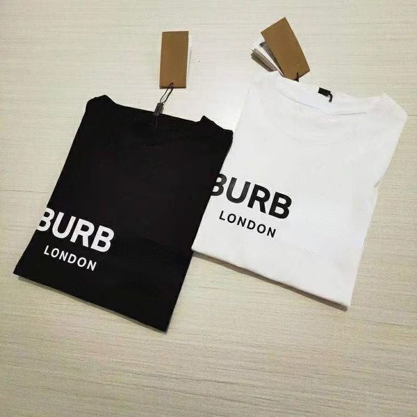 

designer t shirt mens summer classic burb letter printing cotton round neck short-sleeved couple bottoming pullover, White;black