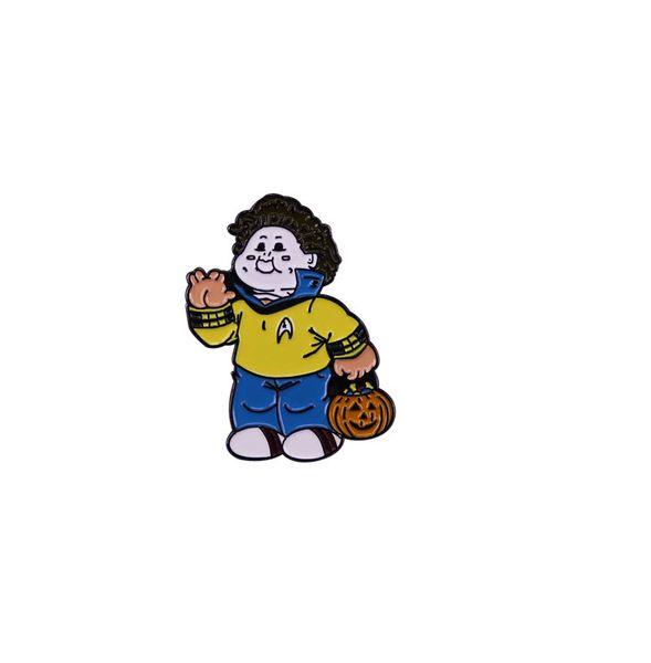 

star treks cosplay horrible michael myers with pumpkin lantern brooch badge enamel pin halloween jewelry, Blue