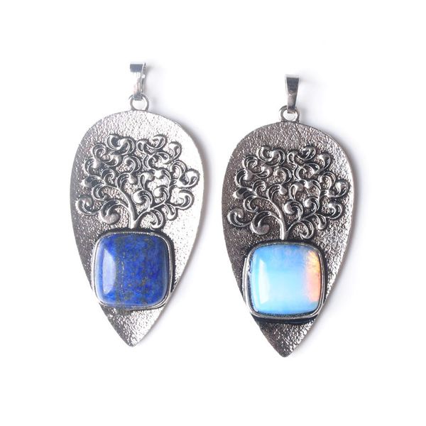 

natural stone pendant square shape quartz aventurine pendulum carrot iron slices charm for necklace jewelry bo984, Silver