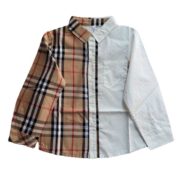 

baby boys shirts long sleeve classic plaid lapel toddler casual gentleman shirt kids classic blouses 2-7t, White;black