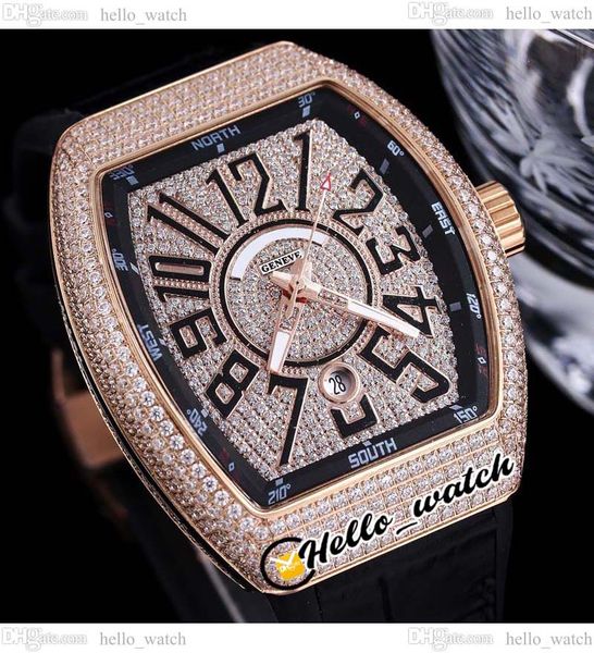 

44mm vanguard v45 miyota 8215 automatic mens watch gypsophila dial black inner diamond rose gold case leather rubber strap watches hellowatc, Slivery;brown