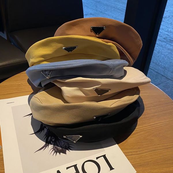 

p style big kids beret girls metals triangle letter cap ins children painter hats a9025, Yellow