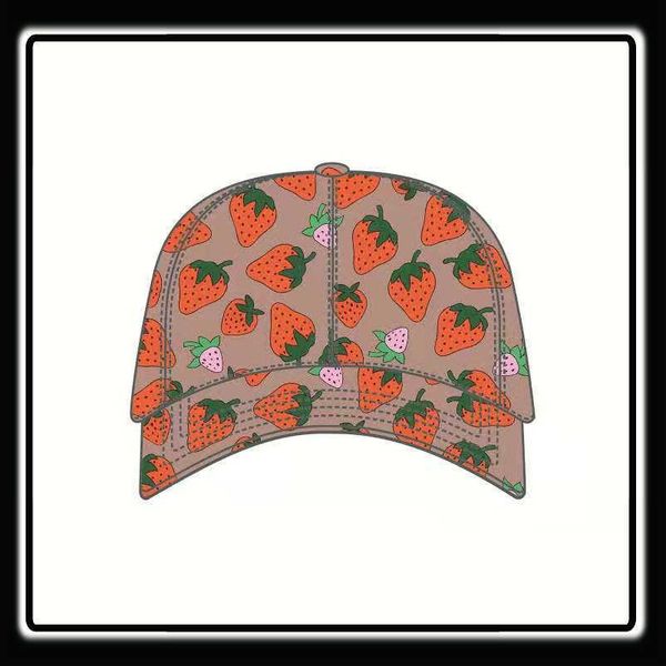 

classic letter strawberry print baseball cap women famous cotton adjustable skull sport golf ball caps curved cactus sun hat15, Yellow