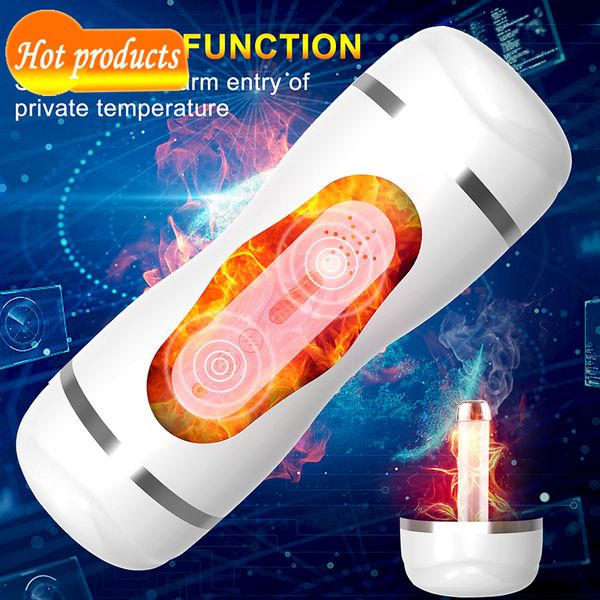 

factory online export designer male masturbator toys electric double hole masturbators for men masturbating sound & heating voice function v, Silver
