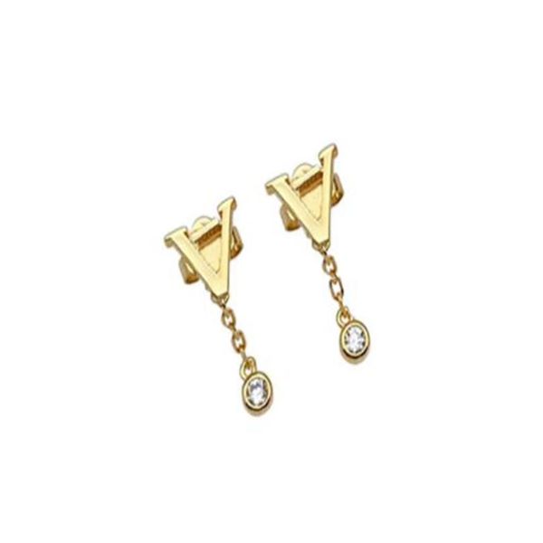 

fashion charm stud earrings aretes for women party wedding lovers gift jewelry engagement with box nrj265q, Golden
